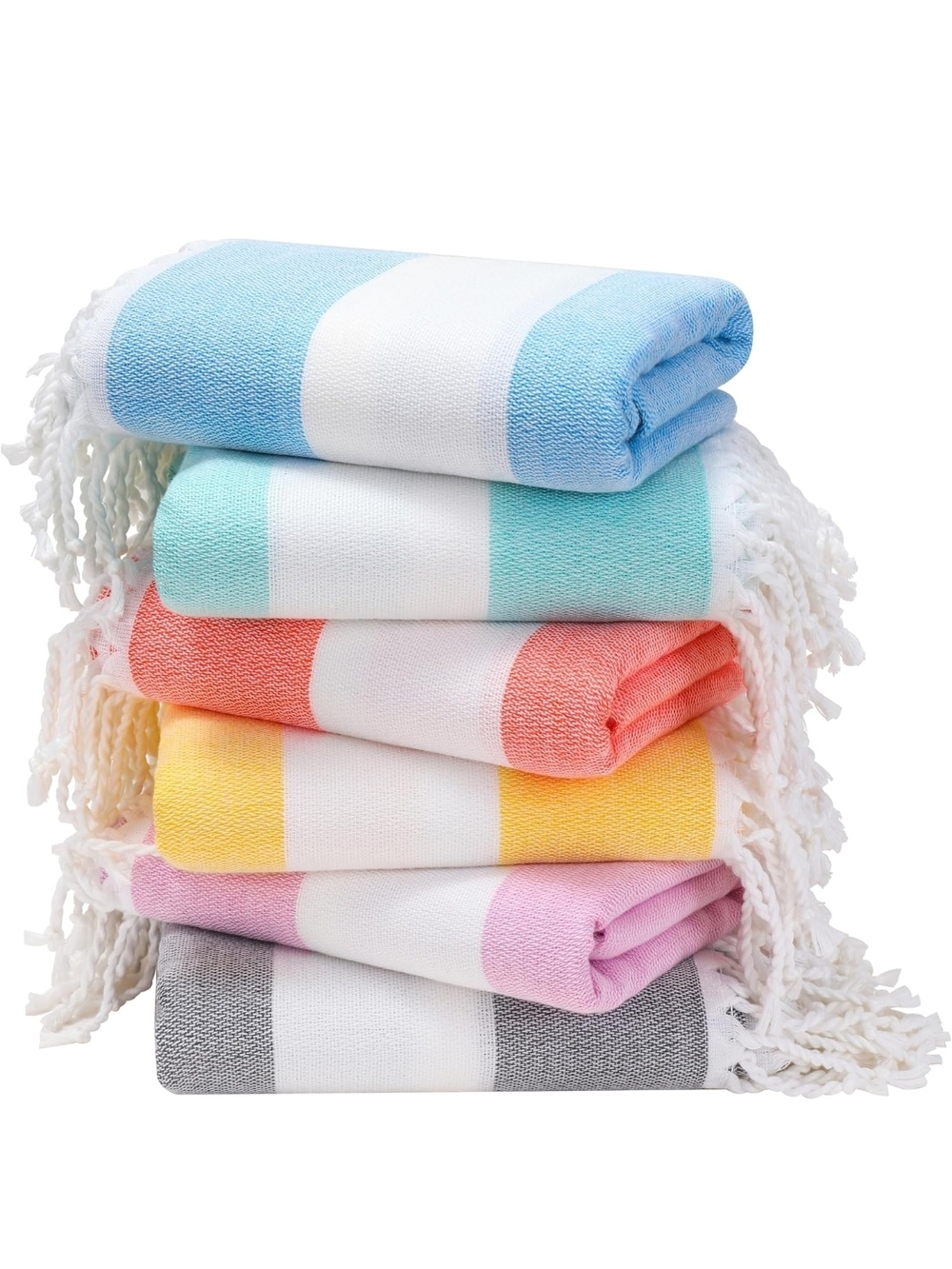 Striped Cotton Throw Towel - Assorted Pastel Colors